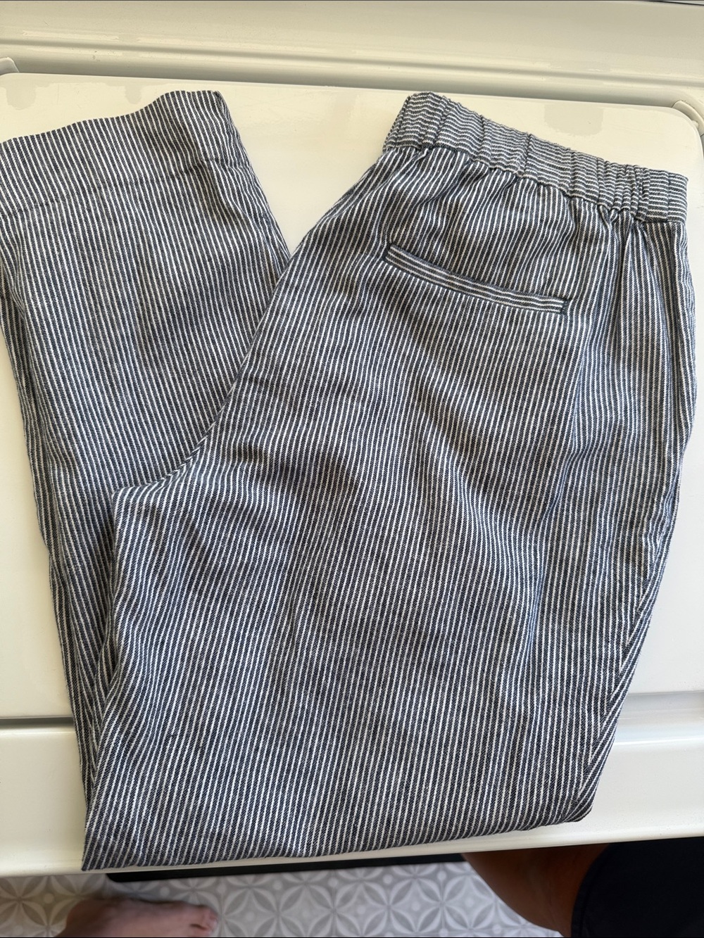 Banana Republic Blue and White Pinstripe Chinos